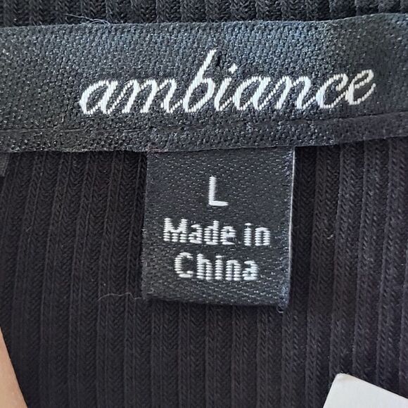 Ambiance Black Mini Dress Med to Large* Ribbed Collared Pullover Stretch Bodycon - Picture 3 of 11